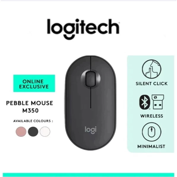 【Free Gift · While Stocks Last】Logitech Pebble M350 Wireless Mouse Bluetooth เพรียวบาง กะทัดรัด สลับได้ 3 อุปกรณ์ ( เมาส์ไร้สาย บลูทูธ เสียงเงียบ)