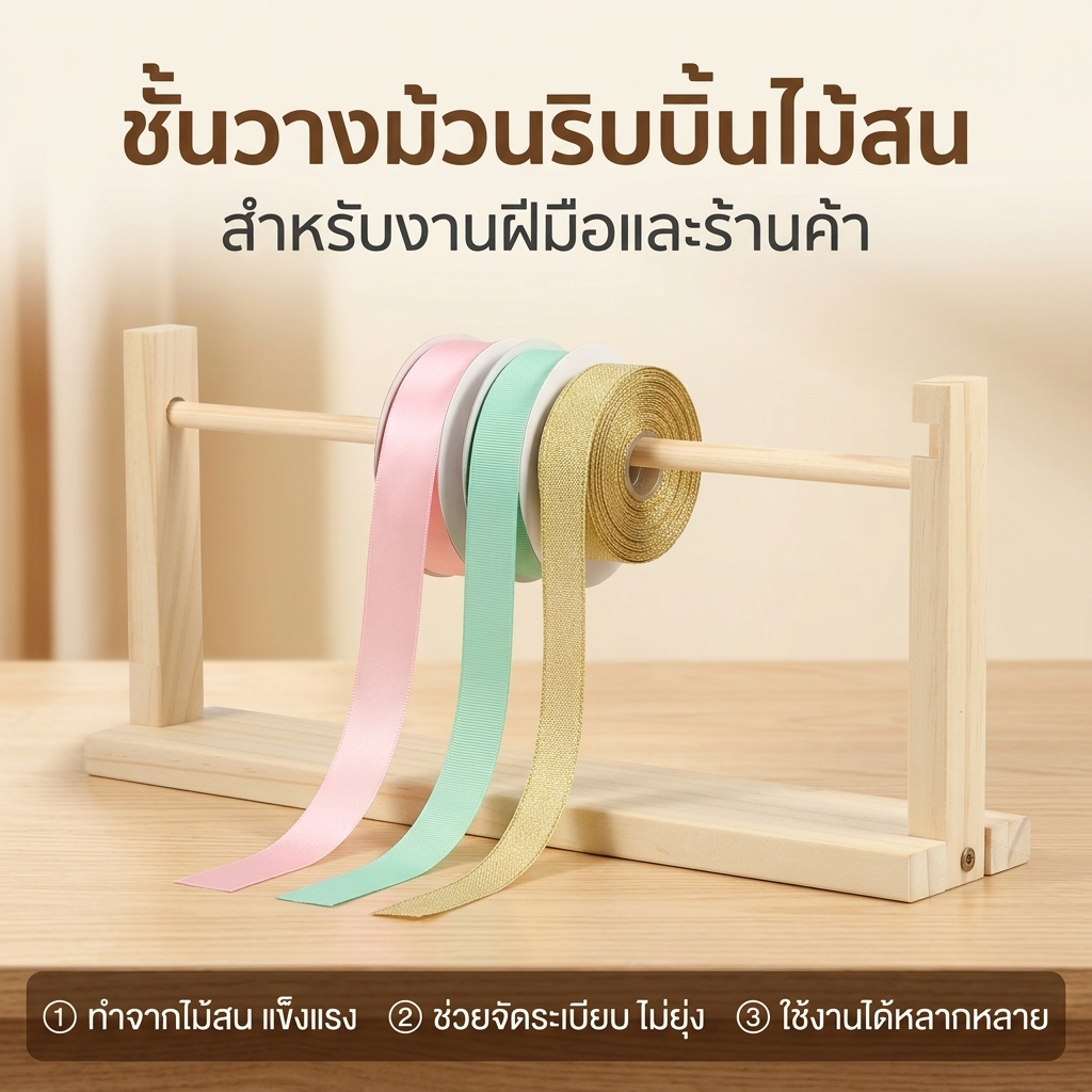 ชั้นวางริบบิ้นอเนกประสงค์ ที่แขวนไม้ จัดเก็บริบบิ้น สำหรับงานเย็บผ้าและงานฝีมือ ชั้นโชว์อุปกรณ์หัตถกรรม