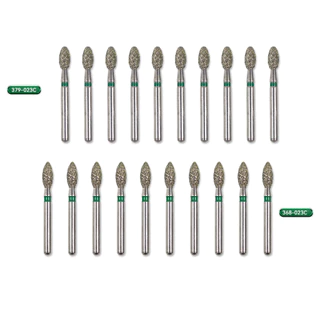 หัวเจียรเพชร 10 ชิ้น/กล่อง Ball Round Flame Type Head, Grinding/Polishing/Shaping, Red Ring, 368/379-023C/023EF/018F, ขัด Porcelain Zirconia เครื่องประดับหยก