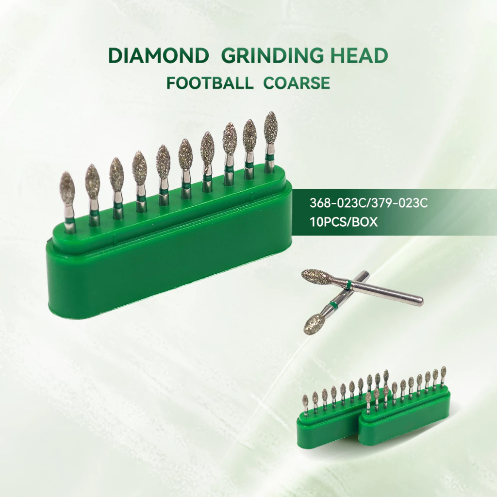 หัวเจียรเพชร 10 ชิ้น/กล่อง Ball Round Flame Type Head, Grinding/Polishing/Shaping, Red Ring, 368/379-023C/023EF/018F, ขัด Porcelain Zirconia เครื่องประดับหยก