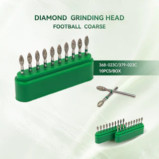 หัวเจียรเพชร 10 ชิ้น/กล่อง Ball Round Flame Type Head, Grinding/Polishing/Shaping, Red Ring, 368/379-023C/023EF/018F, ขัด Porcelain Zirconia เครื่องประดับหยก