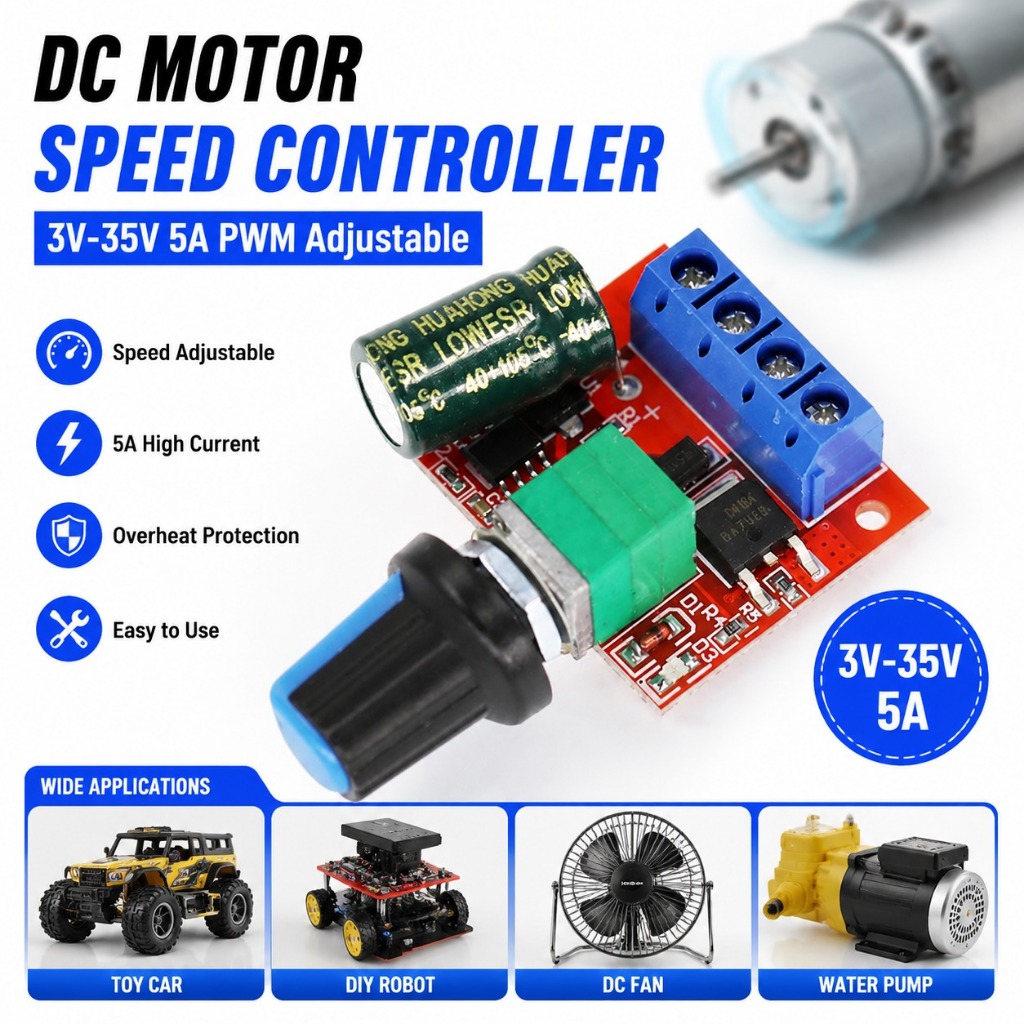 Z&P PWM มอเตอร์ควบคุมความเร็วโมดูล PWM DC มอเตอร์ Governor 5v-35v ปรับความเร็วควบคุม Governor สวิทช์ 5A ฟังก์ชั่นสวิทช์ Led Dimmer COD