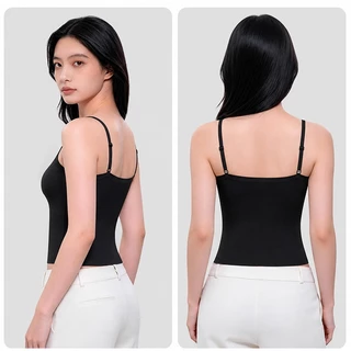 Qiaoaiti เสื้อสายเดี่ยว เสื้อกล้ามผู้หญิง มีฟองน้ำในตัว สไตล์ Y2K ผ้าไหมน้ำแข็ง แฟชั่นฤดูร้อน ฮิตมาก
