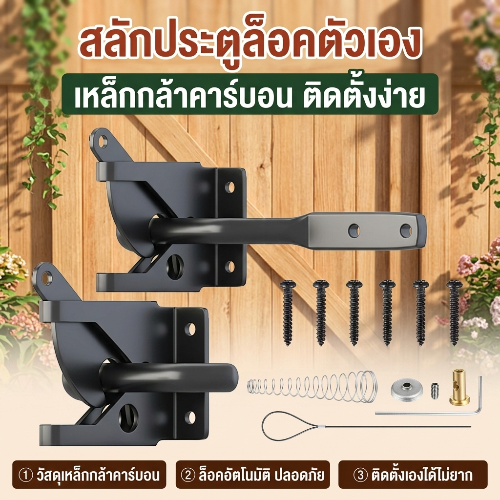 Self-locking Gate Latch เหล็กคาร์บอนโพสต์ติดตั้งรั้วประตู Latch Heavy Duty อัตโนมัติ Gravitation Lever ล็อครั้ว Latch SHOPTKC6259