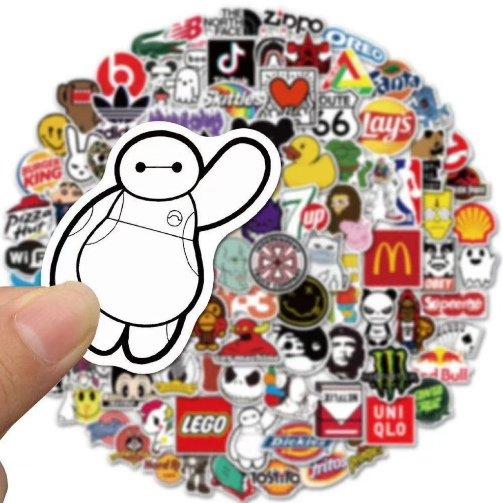 100 ชิ้น Cool ยี่ห้อสติกเกอร์แพ็ค-ไวนิลกันน้ํา Graffiti Decals สําหรับแล็ปท็อป,ขวดน้ํา,เคสโทรศัพท์,สเก็ตบอร์ด,กระเป๋าเดินทาง