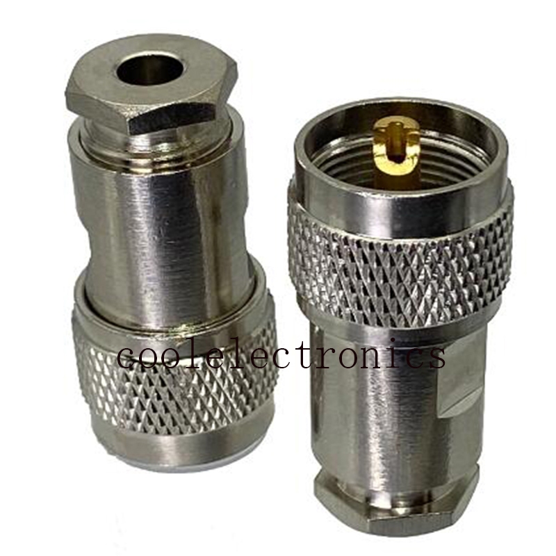 2pcs PL-259 UHF ชาย Clamp Connector PL259 UHF ปลั๊กชาย RF Coax Connector สําหรับ RG58 RG142 LMR195 R