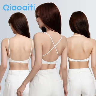 Qiaoaiti บรา บราไร้โครง บราเจลลี่ ดันทรง เสื้อใน ไร้รอยต่อ ใส่ได้หลายแบบ ใส่ไขว้หลัง คล้องคอ สวมใส่สบาย