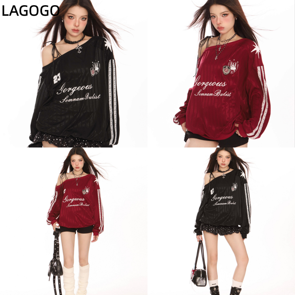 เสื้อกันหนาวแขนยาวสำหรับผู้หญิง สไตล์อเมริกัน