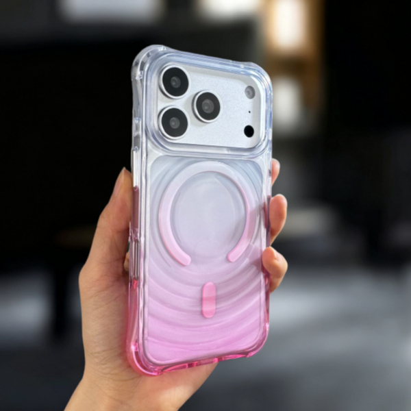 Wavy Gradient/ถุงลมนิรภัยสี่มุมเคสอ่อน/สีชมพู เข้ากันได้กับ iPhone 12pro max 13 pro max 14 pro max 15 pro max 16 pro max 17 pro max