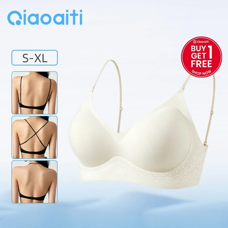 Qiaoaiti บรา บราไร้โครง บราเจลลี่ ดันทรง เสื้อใน ไร้รอยต่อ ใส่ได้หลายแบบ ใส่ไขว้หลัง คล้องคอ สวมใส่สบาย