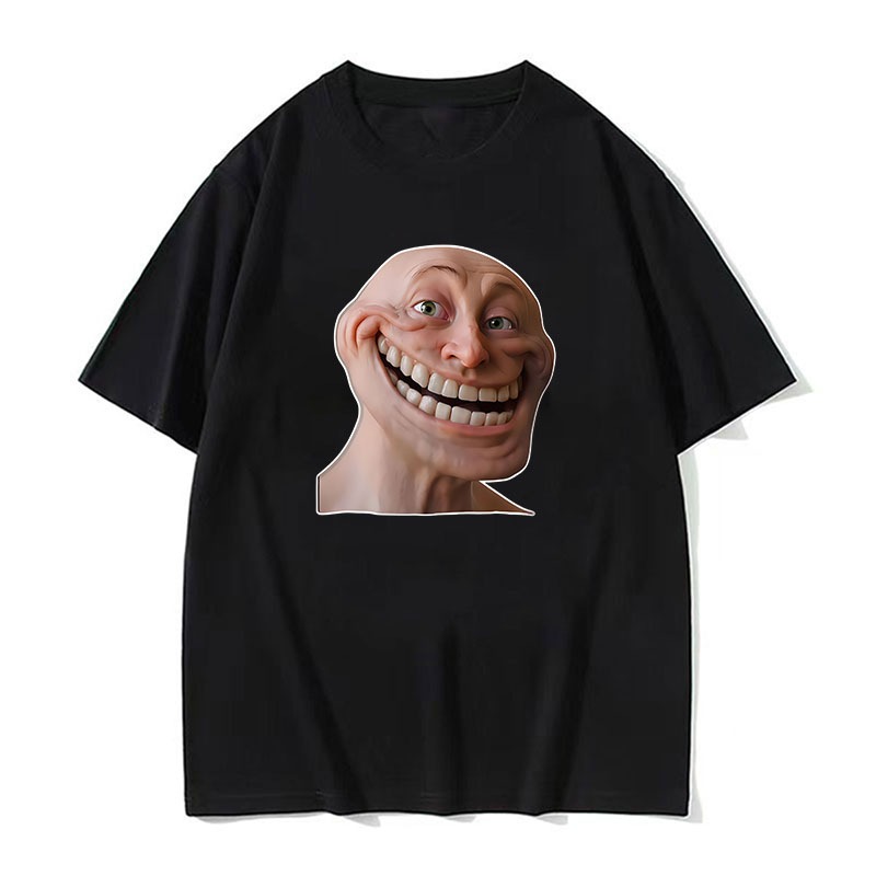 สมจริง Troll Face Troll Crying Meme ตลกเสื้อยืดชายผู้หญิงแฟชั่นอารมณ์ขัน T เสื้อฤดูร้อนขนาดใหญ่ Tee 