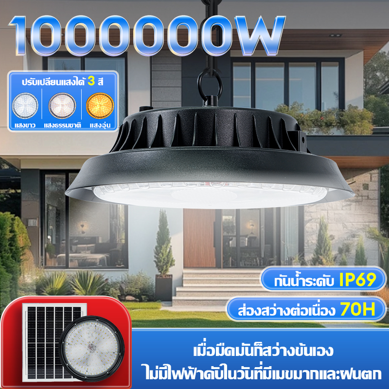 ไฟพลังงานแสงอาทิตย์ย้อนยุค ไฟเพดาน รับประกัน 30 ปี แสงขาว/เหลือง/วอร์มไวท์