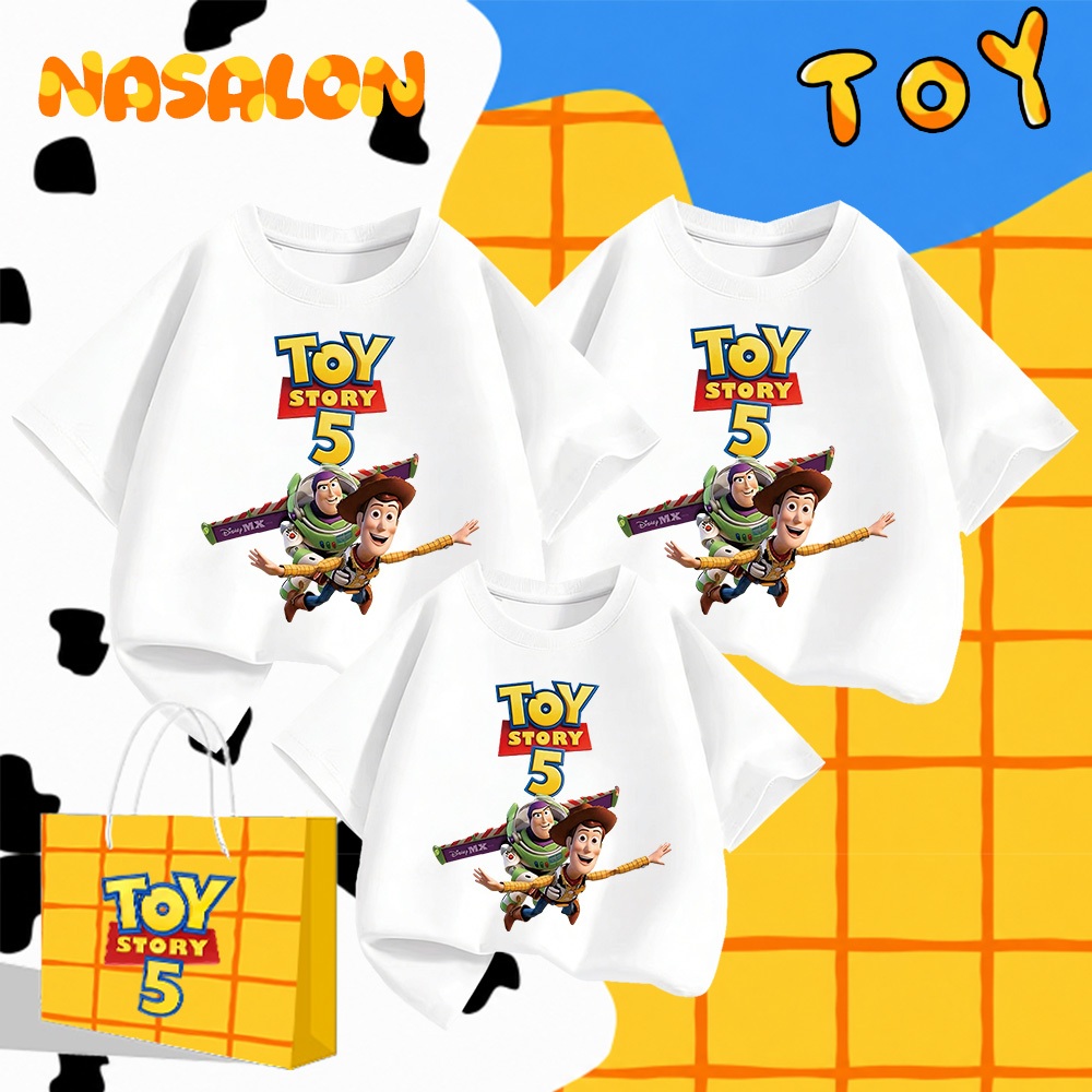 NASA ชุดครอบครัว เสื้อยืดแขนสั้น Toy Story ลายการ์ตูน เสื้อคู่แม่ลูก ผ้าฝ้าย 100% สวมใส่สบาย ระบายอากาศได้ดี