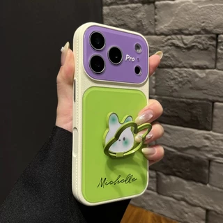 เคสโทรศัพท์ขาตั้งลายการ์ตูนบล็อกสีใหม่พร้อมข้อความแบบกําหนดเองสําหรับเคสไอโฟน17 Pro Max, 16 Pro Max, 14, และ 15 Pro Max