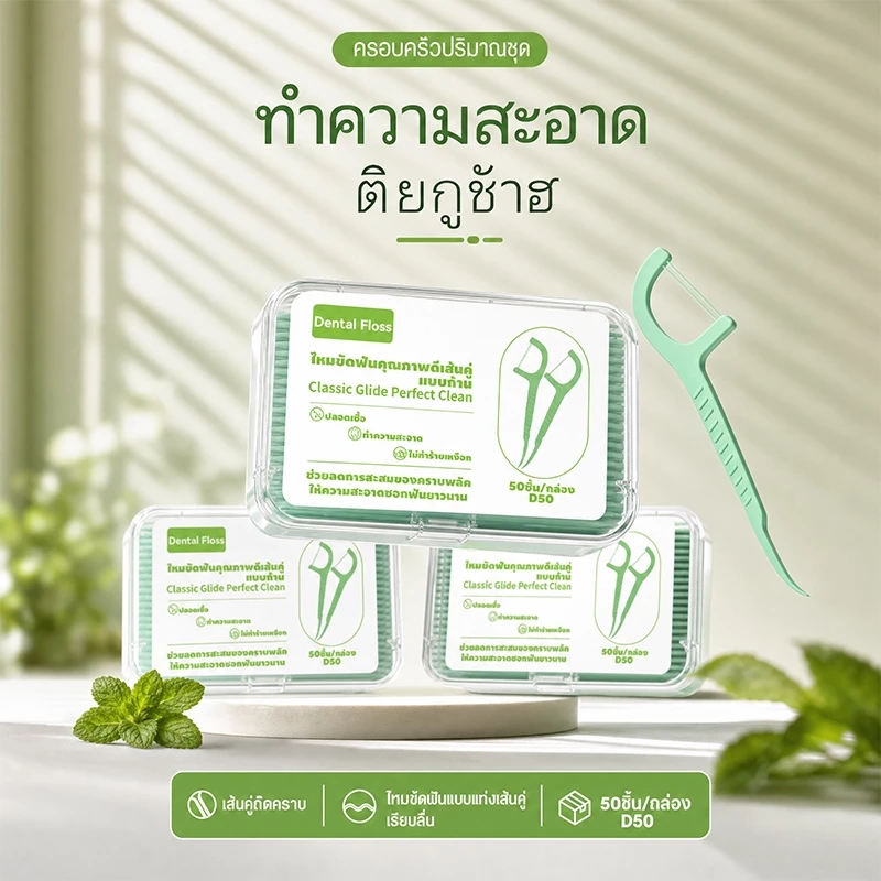【จัดส่งภายใน 24 ชั่วโมง】ไหมขัดฟันคู่ ไหมขัดฟันพกพา ไหมขัดฟันเส้นเหนียว ใช้งานง่าย เหมาะทุกวัน