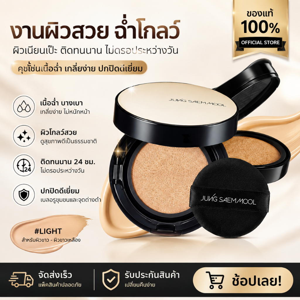（💰 ช้อปคุ้มกับส่วนลดพิเศษ）JUNGSAEMMOOL Essential Skin Nuder Cushion 14g+ตลับรีฟิล จองแซมมุล เอสเซนเชียล นูเดอร์ คุชชั่น สูตรเพื่อผิวโกลว์ดูฉ่ำน้ำ