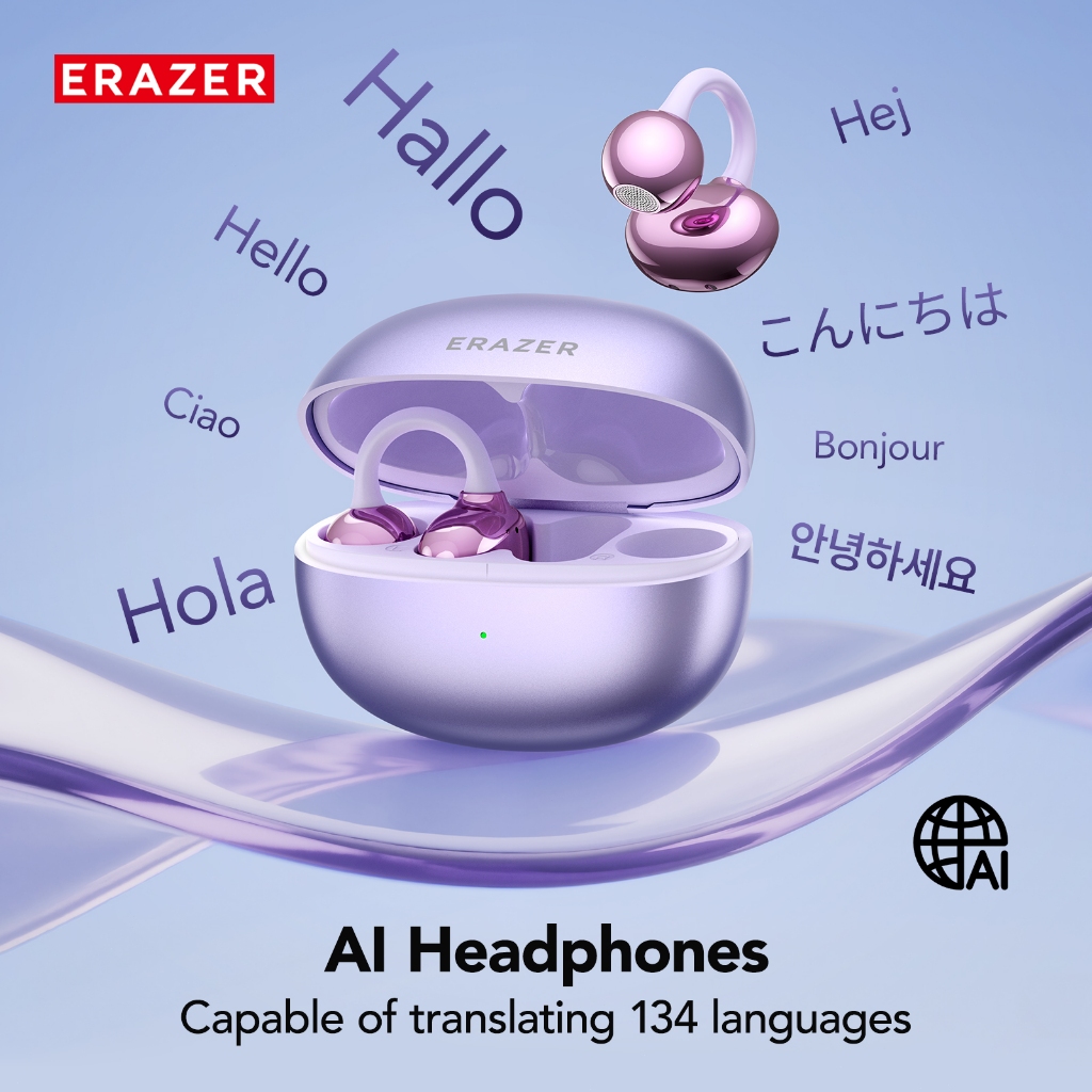 ERAZER XF36 Al สมาร์ทการแปลแบบเรียลไทม์หูฟังบลูทูธตัดเสียงรบกวนหูฟังไร้สายบลูทูธ 6.0 ไฮไฟสเตอริโอหูฟ
