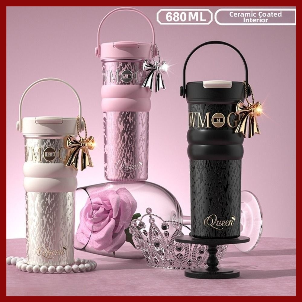 BLOOMZO ถ้วยกาแฟเคลือบเซรามิก,ถ้วยดูดของพวกเขา316สแตนเลส680มลเก็บทั้งร้อนและเย็นฉนวนกันความร้อนหรือระบายความร้อนด้วยเชือกยกถ้วยฉนวน