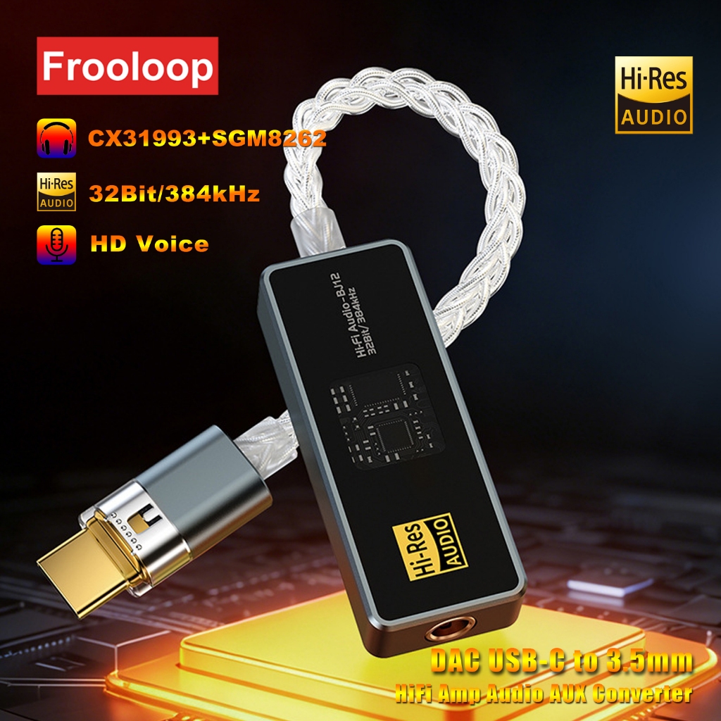 ประเภท C ถึง 3.5 มม. DAC อะแดปเตอร์เสียง CX3193 SGM8262 Op Amp 32bit 384kHz HiFi Audio Dongle