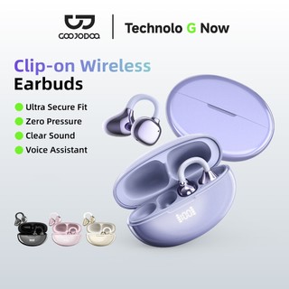 GOOJODOQ Clip-on Wireless Earphones 5.3 Bluetooth AI Assistant for Phone Android Earbuds Headset