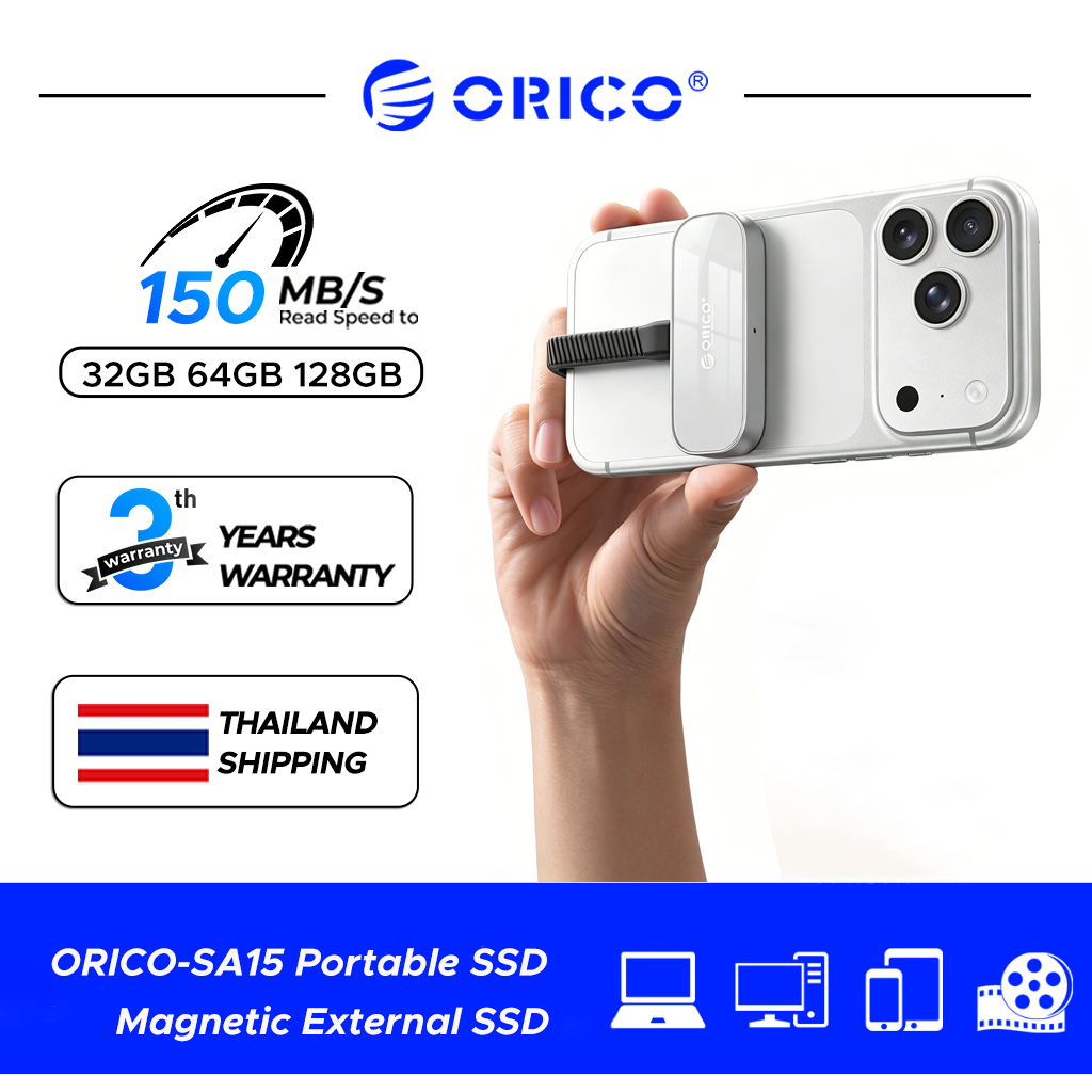ORICO SSD พกพา 64GB 128GB 150MB/s แม่เหล็ก SSD Type-C รองรับ iPhone/Android/แท็บเล็ต (SA15)