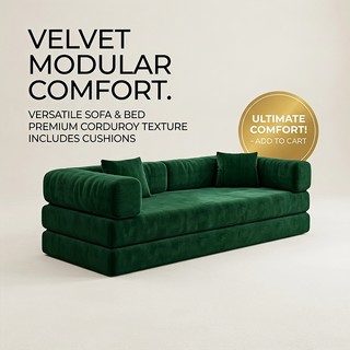 COD Dreame Boxed Super Soft 2 in 1 Memory Foam Sofa Bed Multifunctional Sofa High Resilience Foam Skin-friendly Fabric with Armrests Fixed 0.9/1.35/1.5/1.8M Suitable for Living Room Bedroom Sofa Set
