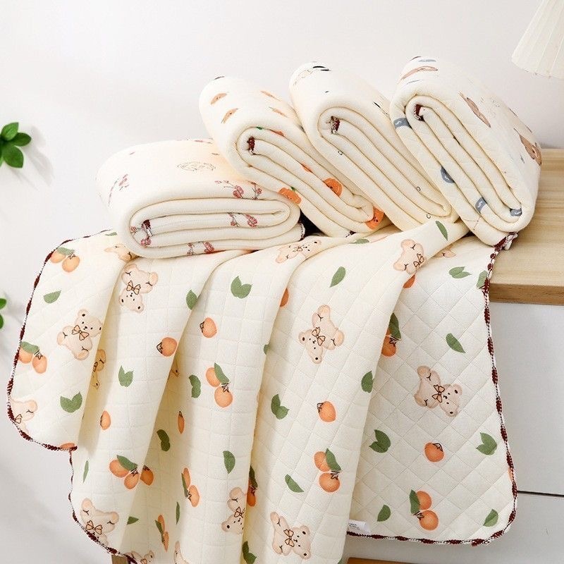 👧👶ผ้าห่มมัสลิน+ดอทมิ้ง (Ab102) - ทอ2ชั้น ถักขอบ ขนาดใหญ่ 85cm.