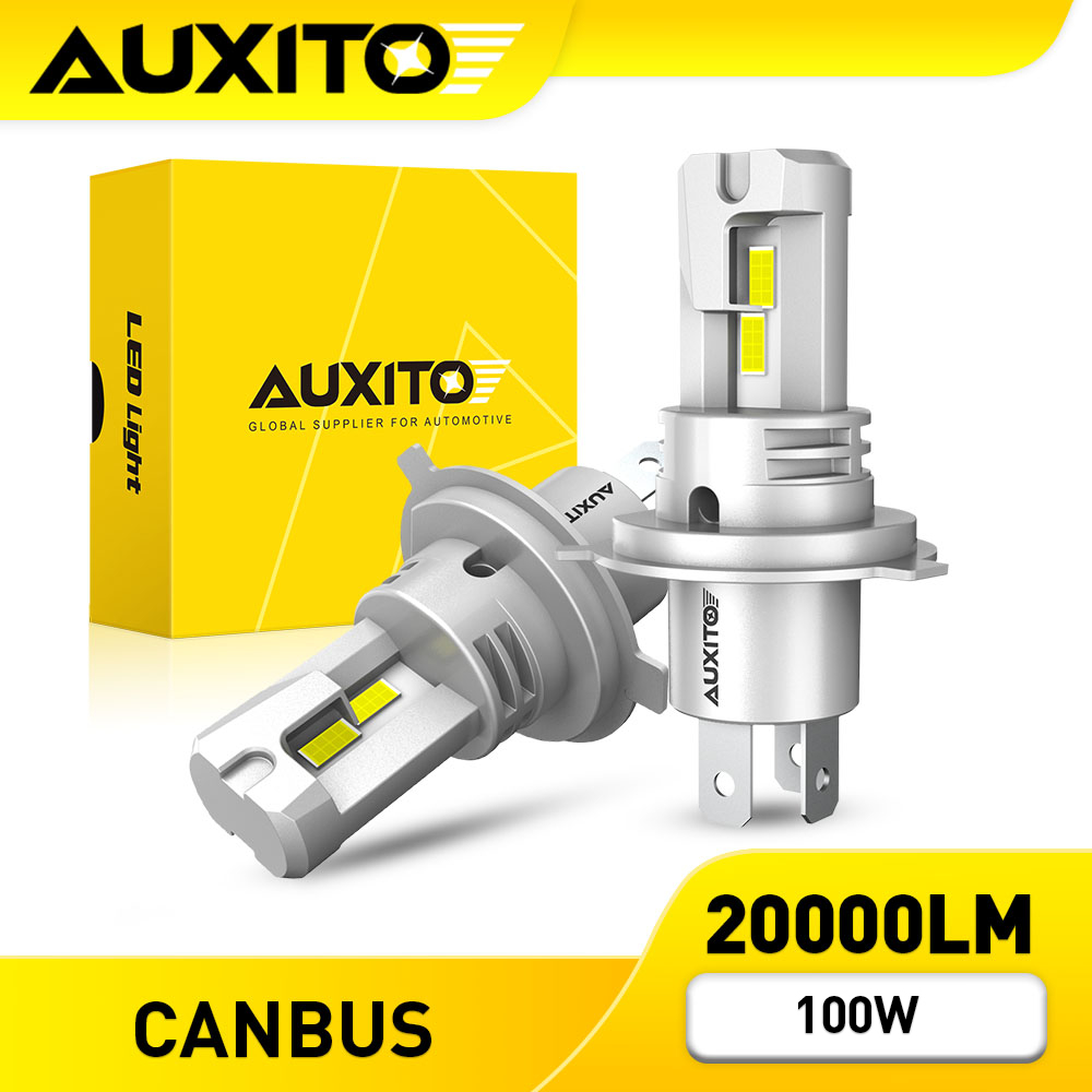 AUXITO 2PC ไฟหน้า M6 LED H4 100W 20000LM H4 9003 HB2 สว่างมาก Canbus Error พร้อมใช้งานทันที