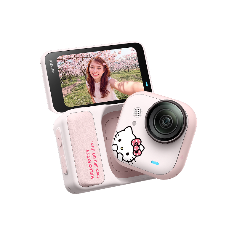 Insta360 GO Ultra Hello Kitty Edition - กล้อง Vlogging 4K ขนาดเล็ก, 53g Ultralight Hands-Free POV Cam, 1/1698" Sensor, อายุการใช้งานแบตเตอรี่ 200 นาที, กล้องแอ็คชั่นแบบสวมใส่แม่เหล็กสําหรับ