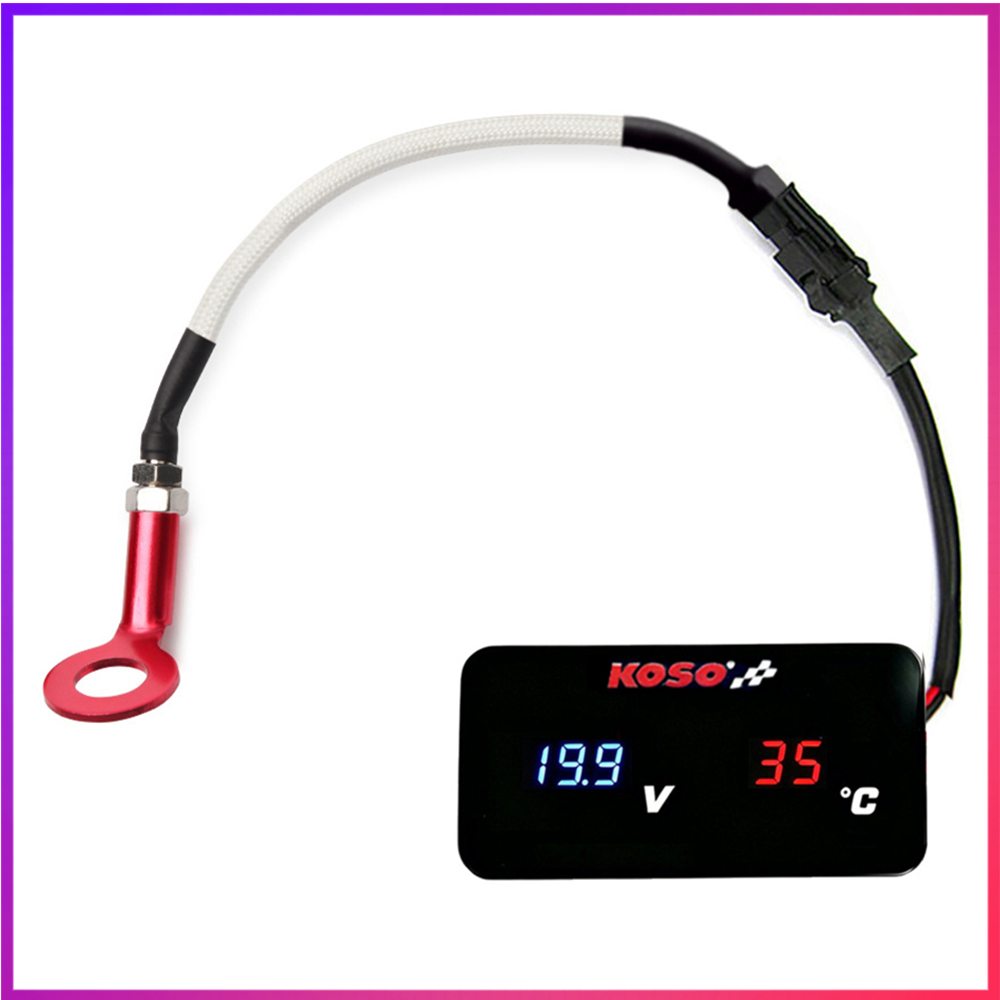 รถจักรยานยนต์ KOSO 2 IN 1 VOLT METER ฝาสูบ TEMPERATURE + VOLT METER
