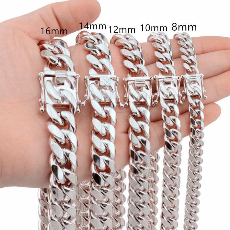 Punk Miami Cuban Link สร้อยคอสะโพกผู้ชาย 316L สแตนเลส Hip-Hop หญิงชายโซ่ Ice Out เครื่องประดับกันน้ํา