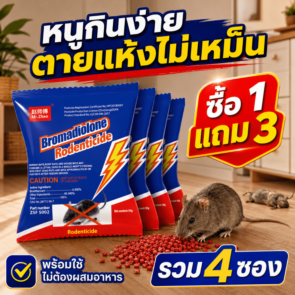 🎁ซื้อ 3 แถม 15🎁 ยาฆ่าหนู ยาเบื่อหนู เหยื่อกำจัดหนู ล่อแรง ตายแล้วแห้งและไม่มีกลิ่น