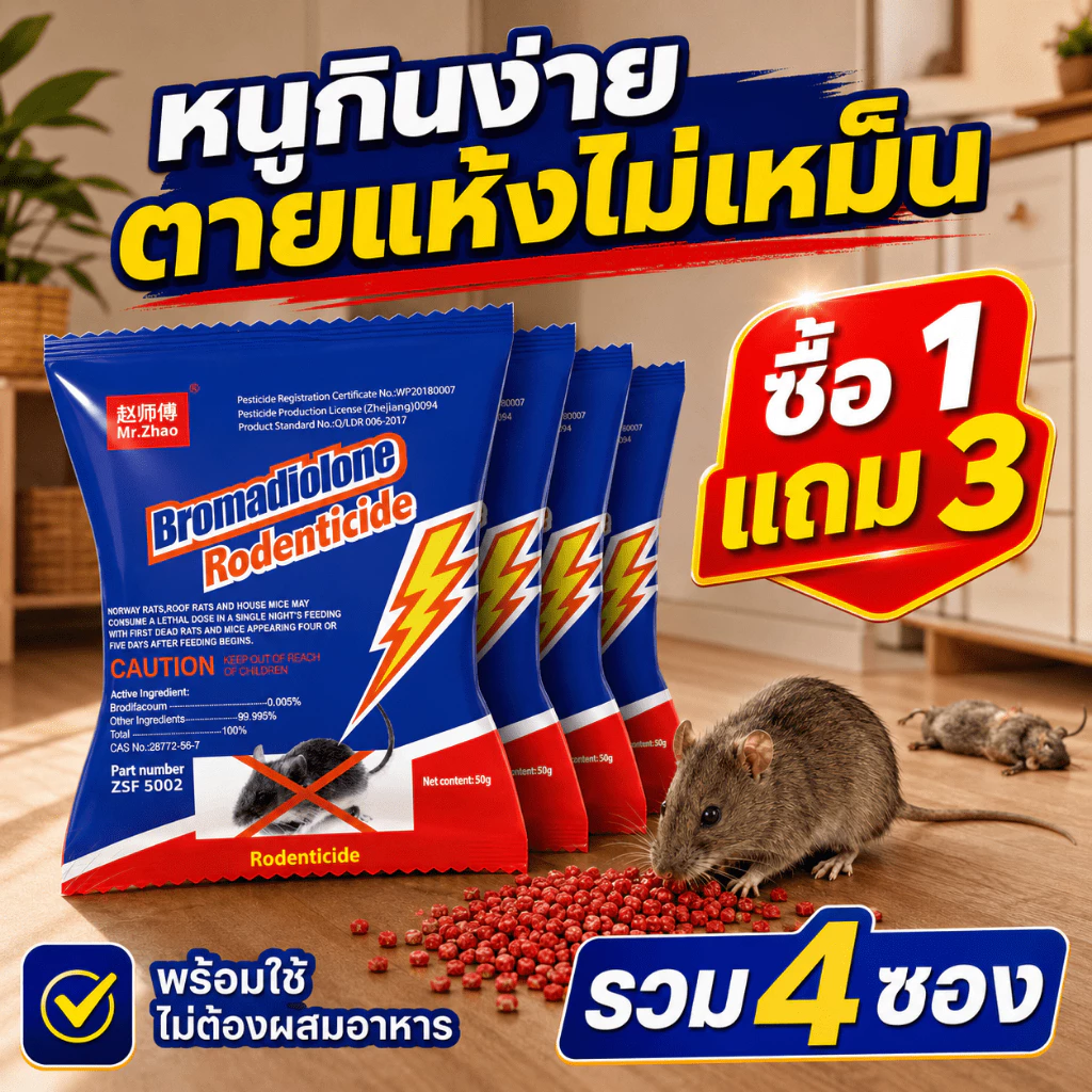 🎁ซื้อ 3 แถม 15🎁 ยาฆ่าหนู ยาเบื่อหนู เหยื่อกำจัดหนู ล่อแรง ตายแล้วแห้งและไม่มีกลิ่น