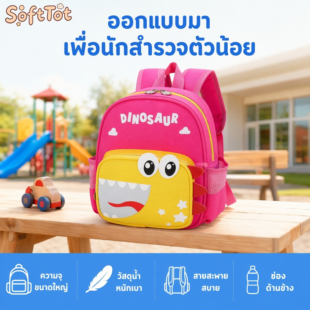 กระเป๋านักเรียนเด็ก ลายไดโนเสาร์น่ารัก น้ําหนักเบา เหมาะสําหรับเด็กอายุ 3-6 ปี ใช้ได้ทั้งโรงเรียนและเล่น