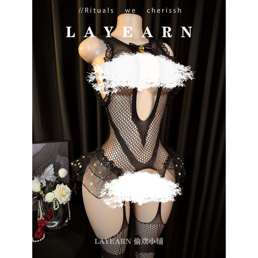 LAYEARN [Dream Elf] การออกแบบอารมณ์เปิดจั๊มสูท COS ชุดนอนเซ็กซี่ดึงระฆังเสื้อคลุม