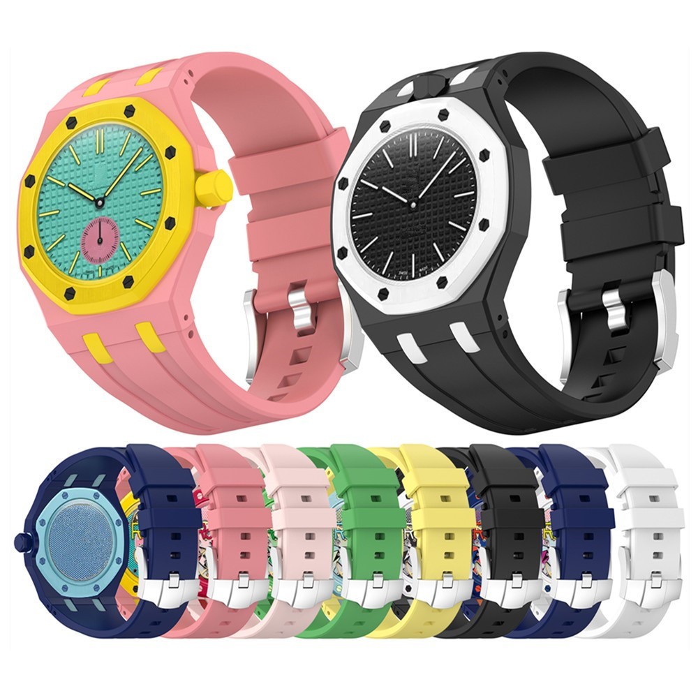 สายซิลิโคนสําหรับ Swatch x AP Royal Pop co นาฬิกาแบรนด์แปดเหลี่ยมกระเป๋านาฬิกาหรูหรานุ่มเปลี่ยนสายรัดข้อมือ