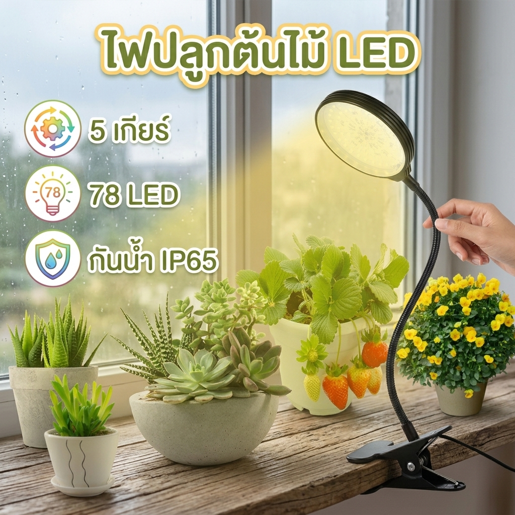 78 LEDs Plant Grow Light 15W IP65 กันน้ํา Grow โคมไฟพร้อมตัวจับเวลา 5 ระดับหรี่แสงได้ ไฟปลูกต้นไม้ สําหรับปลูกพืชในร่ม Grow Light ปรับความสว่างได้