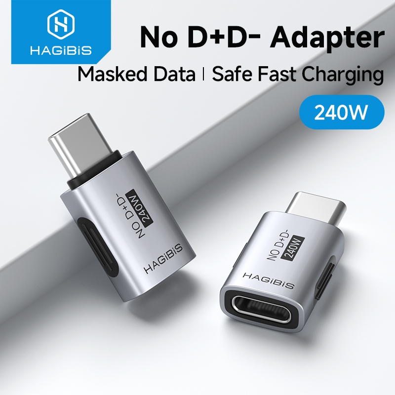 อะแดปเตอร์ Hagibis USB C ไม่มีอะแดปเตอร์ D+ D- Pin 240W ชาร์จเร็วตัวแปลง Type-C ข้อมูลสวมหน้ากากชายและหญิงสําหรับ iPhone 17 เม็ด