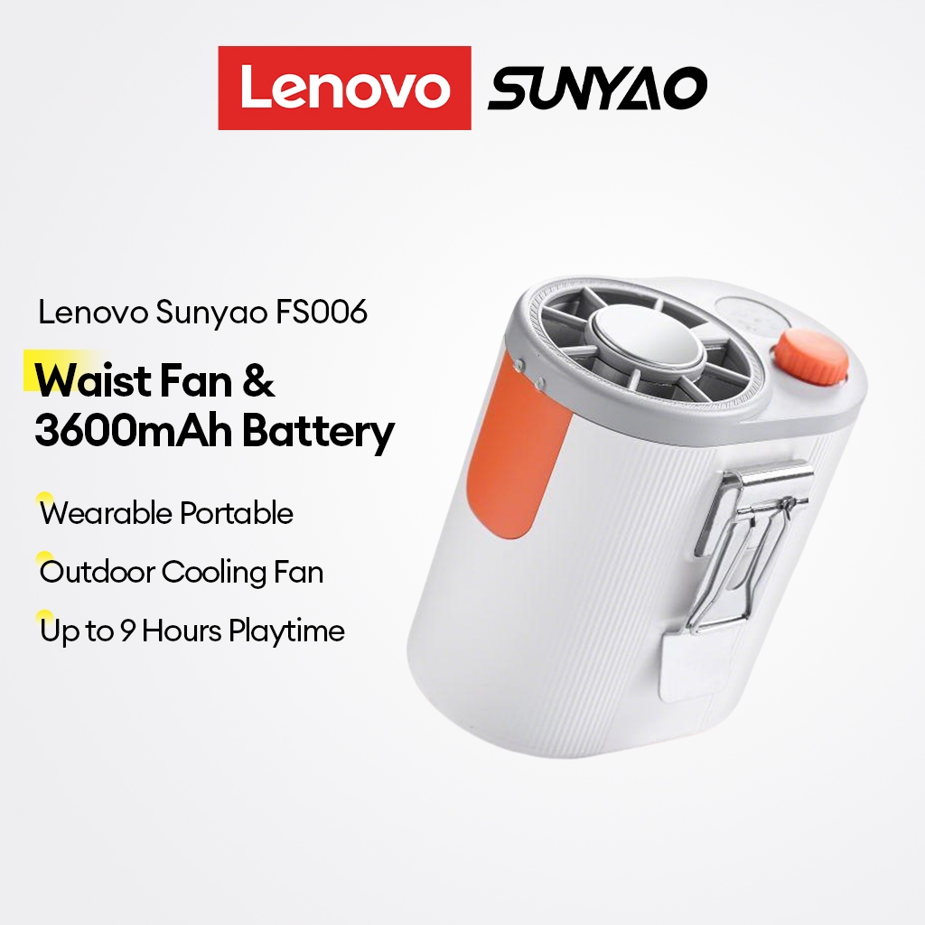 Lenovo SUNYAO FS006 พัดลมเอวสวมใส่พัดลมพกพา 3600mAh พัดลมระบายความร้อนกลางแจ้งแบบชาร์จไฟได้สูงสุด 9 ชั่วโมง