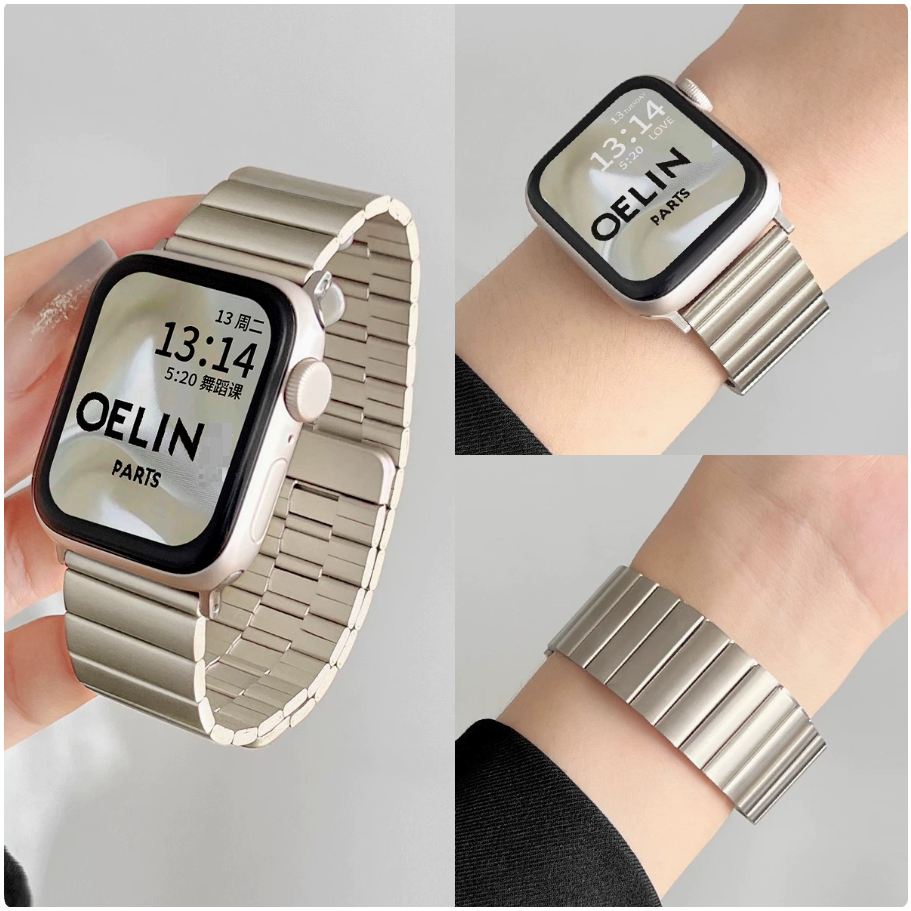 สายสแตนเลสเข้ากันได้สําหรับสายนาฬิกา A-pple Series11 Series10 987654321,se,Ultra Magnetic iWatch Strap Size 46 38 42 49 41 45mm 40mm 44mm Stainless Steel i Watch Strap