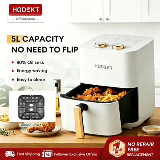 HODEKT 5L Air Fryer All-Metal Inner Wall Oil-Free Healthy Multi-functional Oven for Whole Chicken Non-Stick Basket 360° Baking