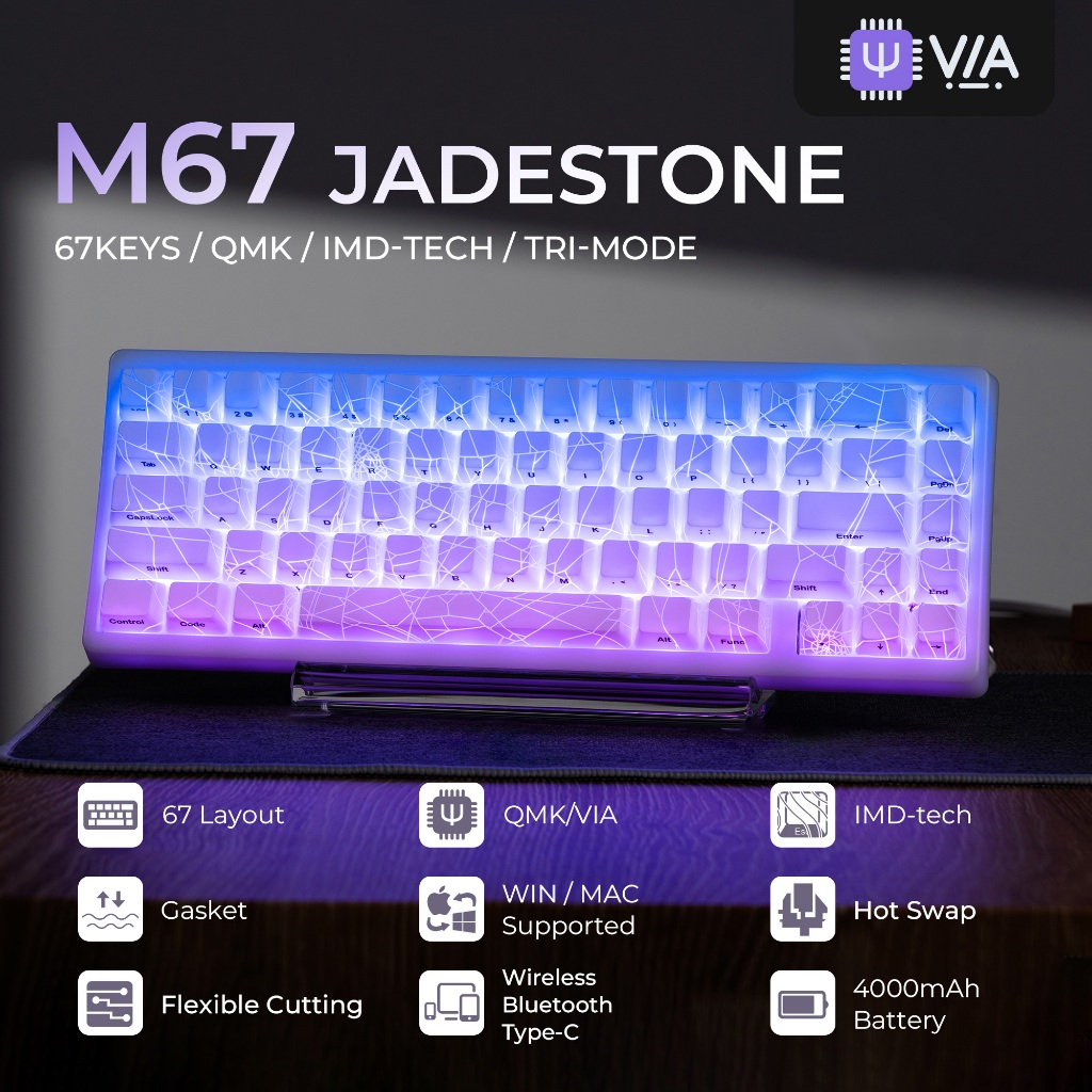 XVX M67 Spider Web Mechanical Keyboard OEM Profile White/Black IMD-Tech Keycaps 2.4GHz Wireless เข้า