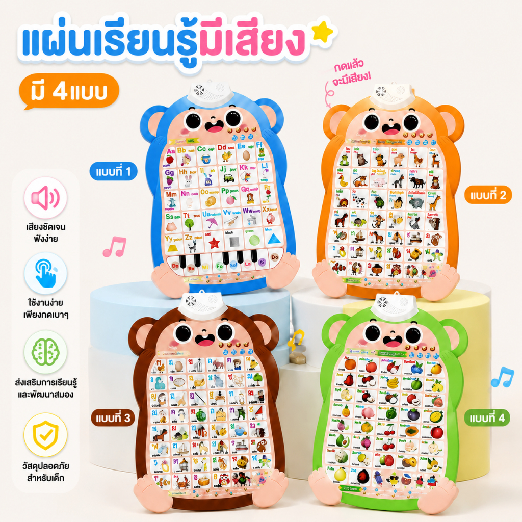 COD ของเล่นมีเสียง โปสเตอร์สอนคำศัพท์ โปสเตอร์เรียนภาษาสำหรับเด็ก ของเล่นเสริมพัฒนาการเด็ก