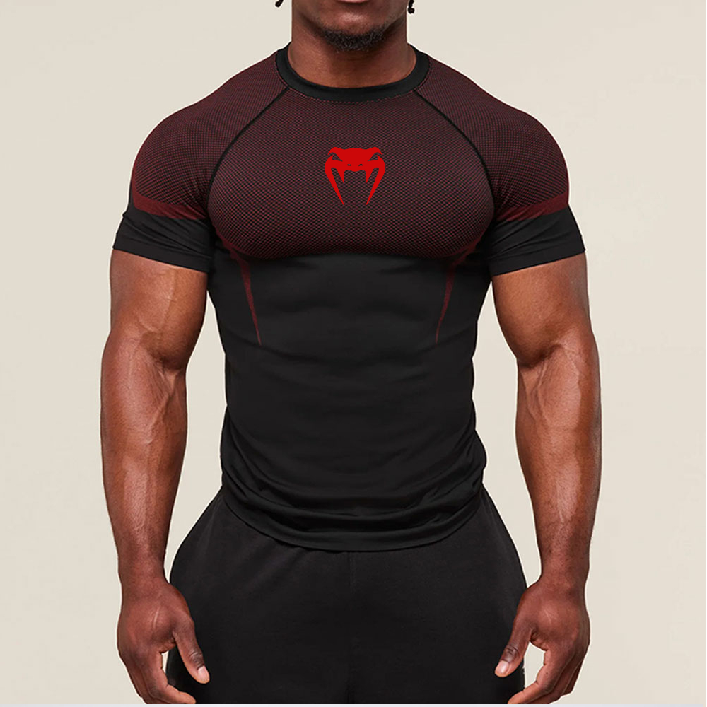 Venum Serpent กราฟิกผู้ชายการบีบอัดแขนสั้นเสื้อยืด Anti