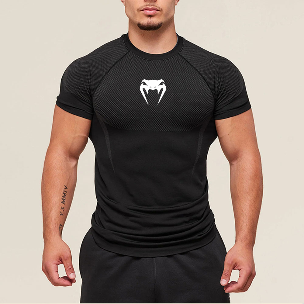 Venum Serpent กราฟิกผู้ชายการบีบอัดแขนสั้นเสื้อยืด Anti รูปที่ 4