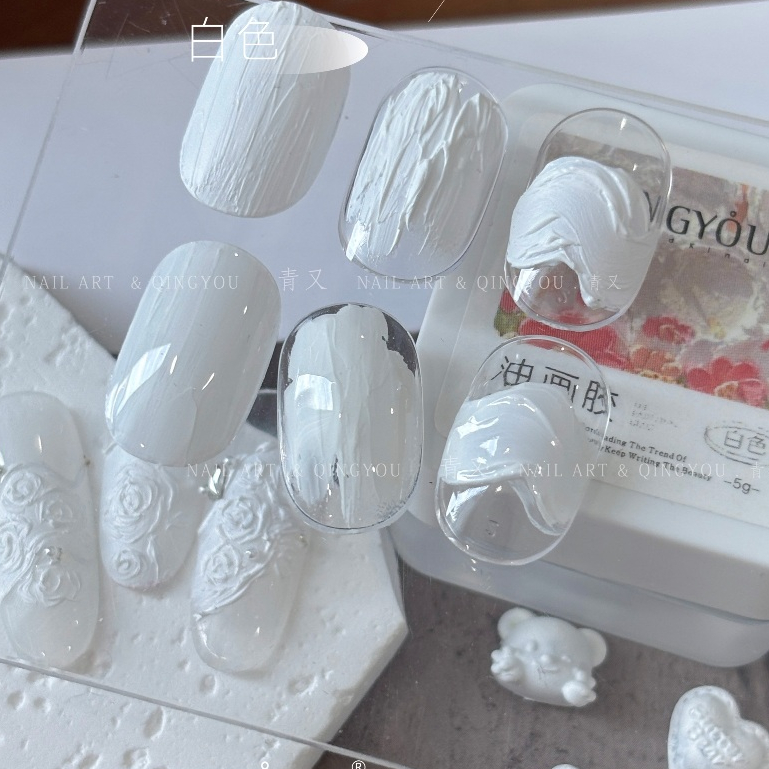 พร้อมส่ง QINGYOU 5g กาวพลาสเตอร์ ลายนูน 5D ขนาด 5 มล. ต่อเคส สําหรับเพ้นท์เล็บเจล DIY emboss painting drawing