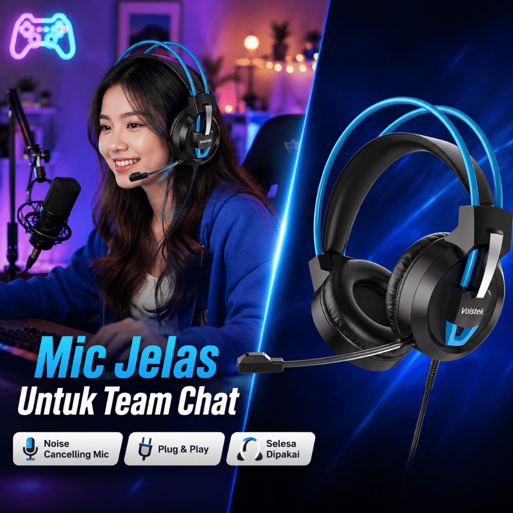 Voistek V9 หูฟังเล่นเกมแบบมีสายพร้อมไมโครโฟน RGB ไฟ LED 3.5 มม.ชุดหูฟังสเตอริโอเบสสําหรับ PC แล็ปท็อ