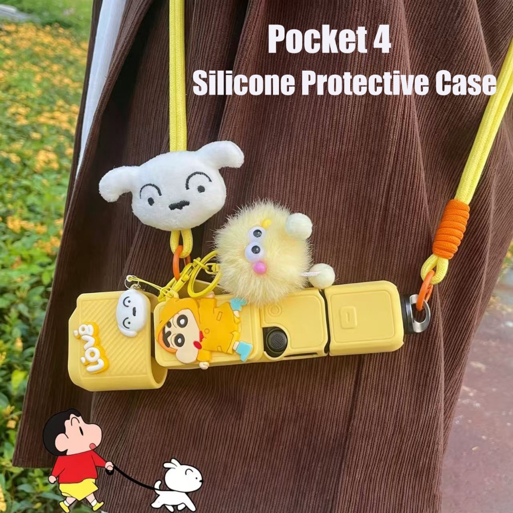 Shin-chan ซิลิโคนกล้องป้องกันกรณีสําหรับ DJI Osmo Pocket 4 ฝาครอบ Anti-Scratch Pocket4 อุปกรณ์เสริม