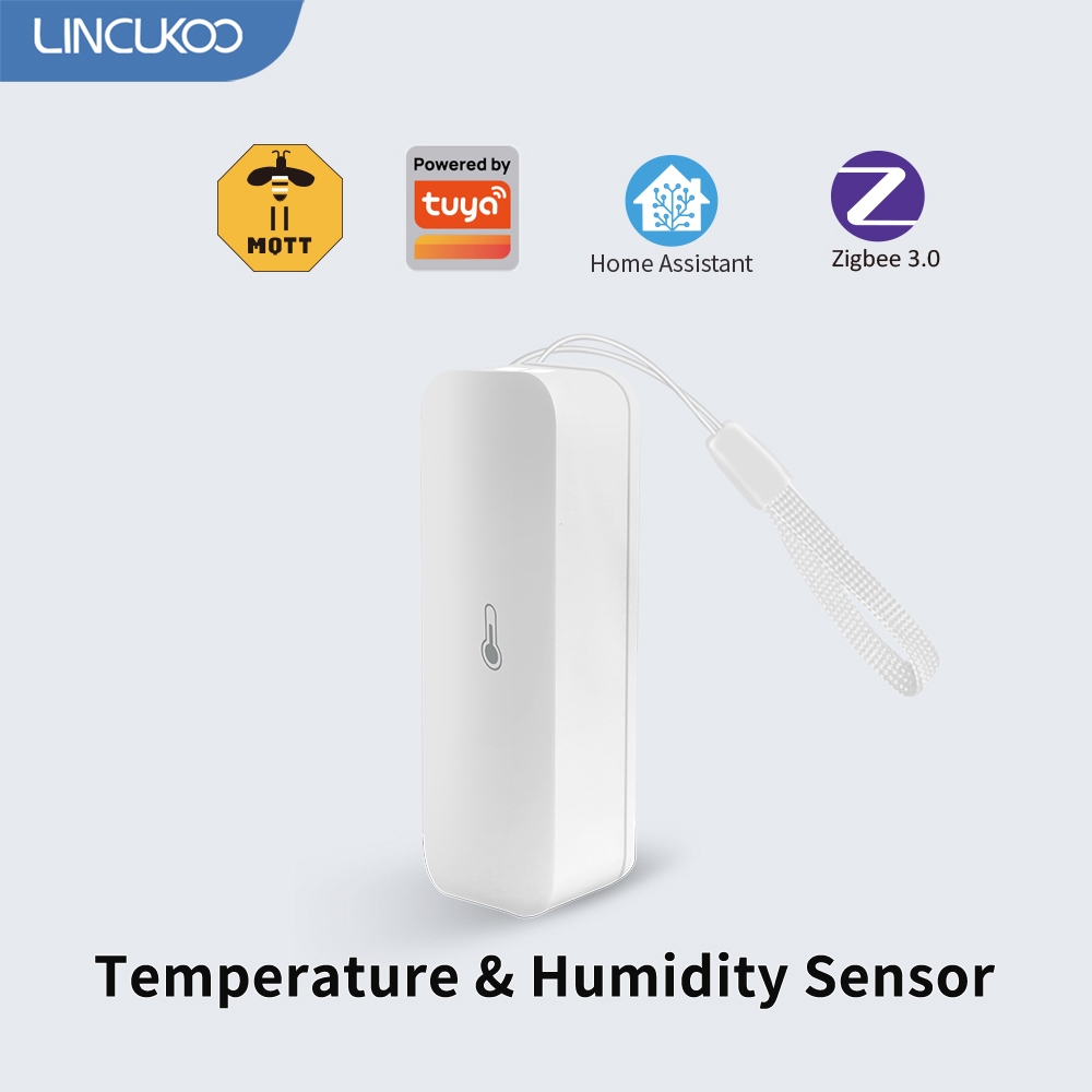 Lincukoo Zigbee3.0 สมาร์ทอุณหภูมิความชื้นเซนเซอร์แบตเตอรี่ AAA สนับสนุน Tuya Home Assistant Zigbee2MQTT