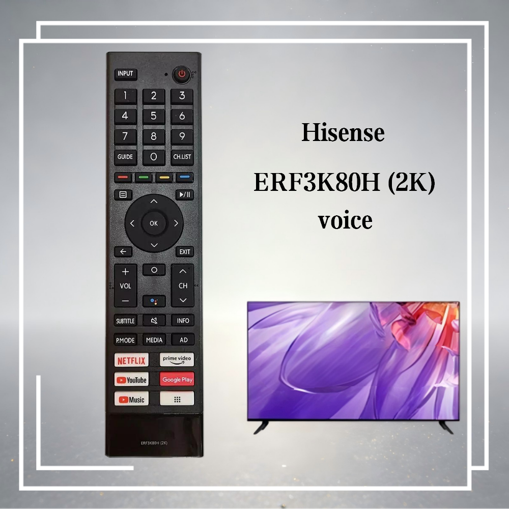 สากลสําหรับรีโมทคอนโทรลเสียงทีวี Hisense ERF3K80H (2K) W YouTube Netflix
